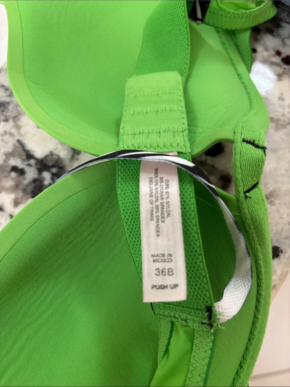 Victoria's Secret Bright Green Push-Up Bra with Zebra-Trim Straps